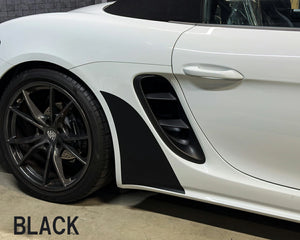 ポルシェ718-982のストーンガードフィルム他社ではないマットブラックで構成されている