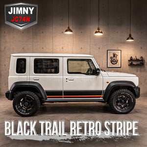 ジムニーノマド JC74WにBLACK TRAIL RETRO STRIPEの印刷一体型ロアサイドストライプを装着したメインイメージ