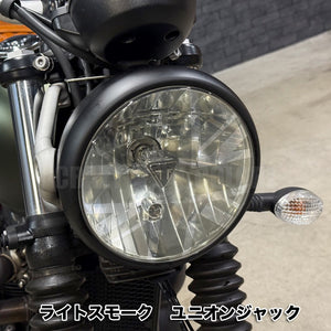 【丸型ヘッドライト専用】 バイク用ヘッドライトデカール ユニオンジャック 反転ユニオンジャック 全7種 ライトスモーク ダークスモーク ブラック ガラスエッチング